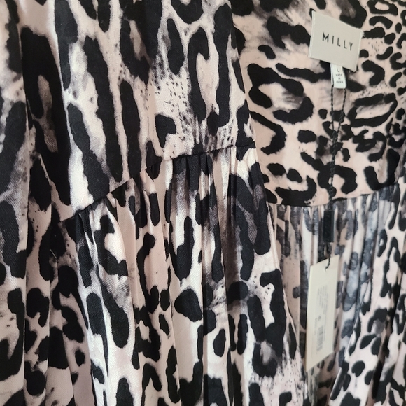 Milly NWT Wrap GINA Animal Print Adjustable Black Long sleeve Dress LG - Picture 8 of 13